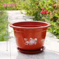 Rouge (280Modèle externe - Pots de fleurs en plastique de grande taille imitant la céramique, Pots de plantat