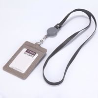 rétractable gris Porte-Badge en cuir pour homme et femme, Porte-cartes et Porte-monnaie