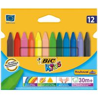 BIC Kids - Plastidécor Triangle 12 Craies de Coloriage