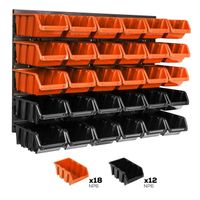 Lot de 30 boîtes S bacs a bec orange et noir pour système de rangement 58 x 39 cm au garage