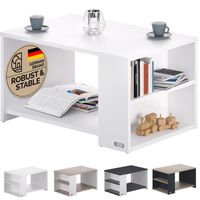 CASARIA® Table basse rectangulaire blanche 90x59x48 cm Table de salon 50kg Table basse moderne design avec rangement