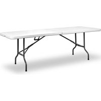 CASARIA® Table de camping pliable 220 x 70 cm 10 personnes légère en plastique blanc poignée de transport pique-nique