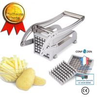 TD®CONFO Coupe frites Ménager - 2 grilles en Acier Inoxydable - Presse à pommes de terre manuelle