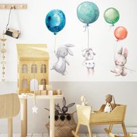 Autocollant / sticker mural décoratif, auto-adhésif pour chambre d'enfant, de bébé et de jeux, au motif d'aquarelle et d’animaux,