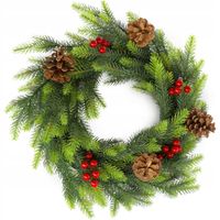 Couronne De Noël Artificielle En Polyéthylène - Diamètre 45 Cm, Réaliste, Pour Porte Ou Table, Résistante Extérieur