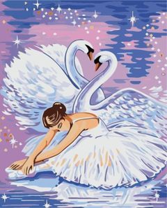 FAUTEUIL - CANAPÉ BÉBÉ Peinture Numéro Adulte Enfant, Ballet Fille Blanc Cygne DIY Peinture par Numero, Paint by Numbers.[Z1837]