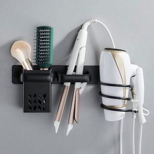 Support Mural Pour Sèche-cheveux Et Lisseur Qivine - Aluminium, Sans Perçage, Gain De Place Pour Salle De Bain