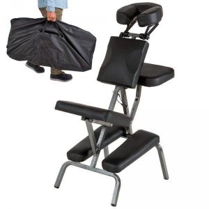 TABLE DE MASSAGE - TABLE DE SOIN Chaise de massage rembourrage epais noir + housse