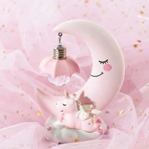 VEILLEUSE BÉBÉ LED Veilleuse Résine Lune Licorne Dessin Animé Bébé Lampe de Chevet Enfants  Fille Jouet Cadeau De Noël Décoration de Chambre Enfant