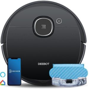 FUZOTO F8 Robot Aspirateur Laveur avec 1800 Pa Max Puissance daspiration Sols Durs id/éal pour/ Poil Animaux Auto-Recharge Aspirateur Robot Noir Low-Pile Tapis Wi-FI /& App /& Alexa