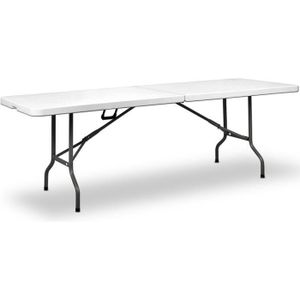 Table pliante blanche avec poignée, 240cm, 8 chaises, attribuable O91