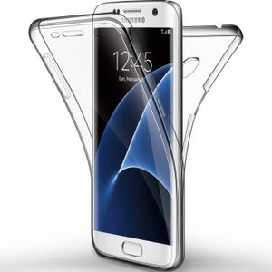 COQUE - BUMPER Coque Etui Samsung Galaxy S7 Edge, Silicone Gel Case Avant et Arrière Intégral Full Protection Cover Transparent TPU Housse 