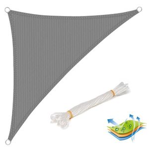 VOILE D'OMBRAGE Voile d'ombrage triangulaire WOLTU en HDPE, protection UV pour jardin ou camping, 5x5x7m Gris