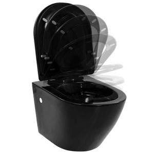 WC - TOILETTES WC suspendu sans rebord en céramique noir - ZJCHAO