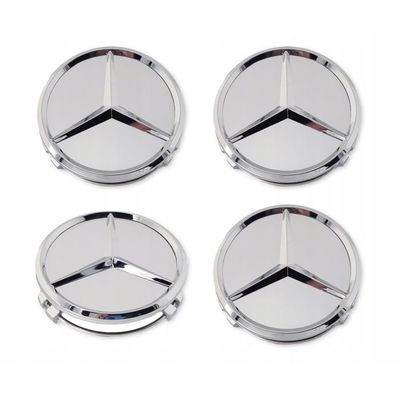 ② Nouveaux Caches moyeux Mercedes-Benz, Noir et Chrome, 75mm — Autres  pièces automobiles — 2ememain