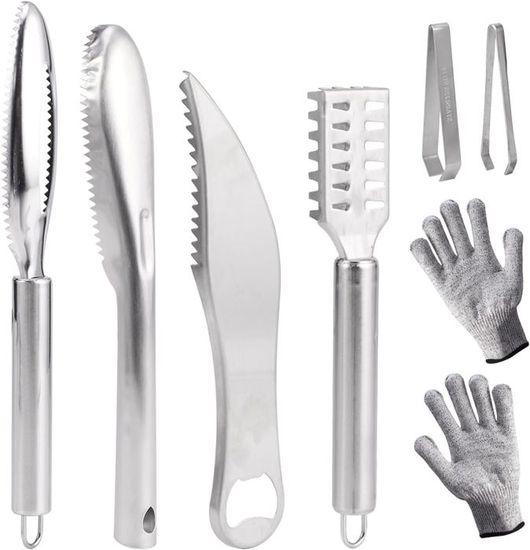 Ecailleur De Poisson FUNOMOCYA Outil De Nettoyage Écaille De Poisson Acier Inoxydable Couteau à Crevettes Poisson