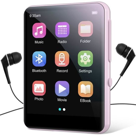 Baladeur Musique Enfant Lecteur MP3 Bluetooth 5.3 - 64Go Micro SD 128Go - Écran Tactile 2,8 - Enregistreur Vocal, Radio FM, Podomètre Poste Radio