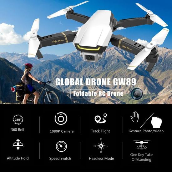 GLOBAL DRONE GW89 Drone RC avec caméra 1080P Wifi FPV Geste Photo Vidéo U4R7 