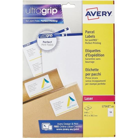 AVERY Lot de 3 étiquettes autocollantes pour adresse, ipriantes laser