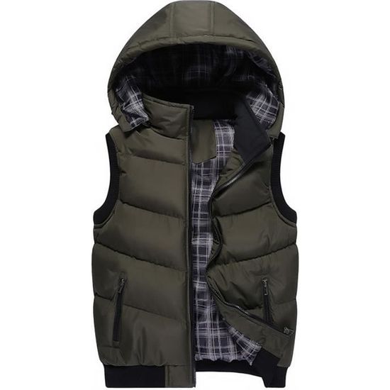 Doudoune Veste Sans Manche Homme adolescent garçon rembourré Gilet à  capuche Hiver Automne Manteaux OLIVE VERTE OLIVE VERTE - Cdiscount  Prêt-à-Porter