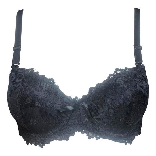 Soutien-gorge Noir Dentelle Avec Armatures - Taille 30C - Neuf Sans étiquettes - Style étoilé Et Transparent
