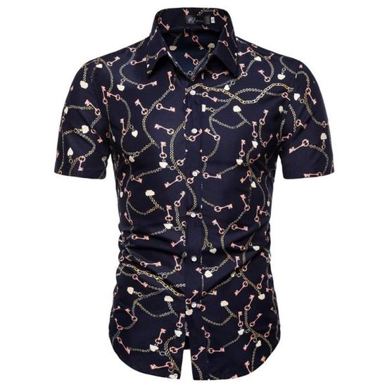 Chemise Homme Manches Courtes En Lin - Léger, Respirant - Sans Repassage - Coupe Régulière - Poche - Pour Été - 12
