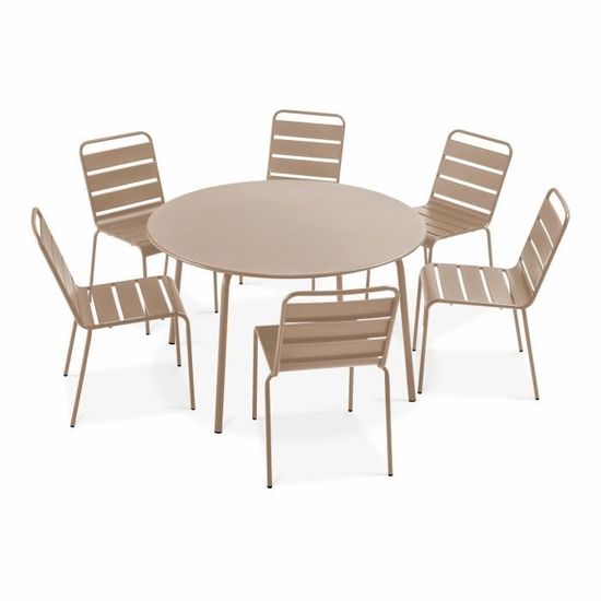 Ensemble table de jardin et 6 chaises Palavas en acier - OVIALA