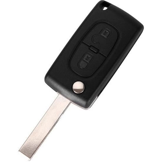 KUNIO Coque De Protection De Clé De Voiture TPU - Pour Citroën (C1, C2, C3, C4, Boxer...) Et Peugeot (207, 307, 308, 3008...) - 2 Boutons - Noir