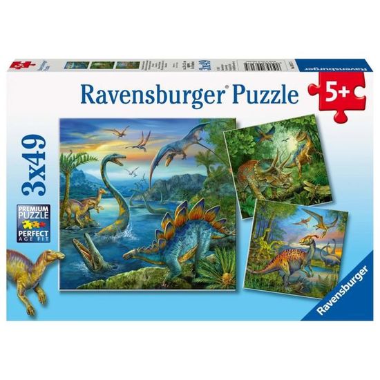 Puzzle Enfant Classique - Ravensburger - La Fascination des Dinosaures - 3 x 49 Pièces - Animaux
