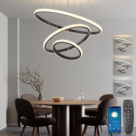 Lustre LED Suspendu Dimmable ø120cm - Télécommande, Hauteur Réglable - Salon, Salle à Manger - Classe A