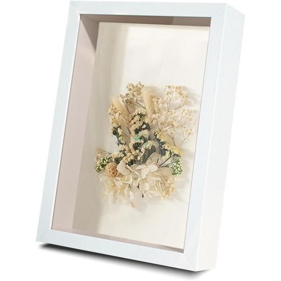 Cadre Profond Cadre Photo 3D U00e0 Remplir, Cadre Objet, Profond, Avec Plaque En Plexiglas Bois Cadre 3d Carre Pour Medailles Fleurs Souvenirs Photo 23 X 23 Cm Blanc Rituel De Sable Mariage