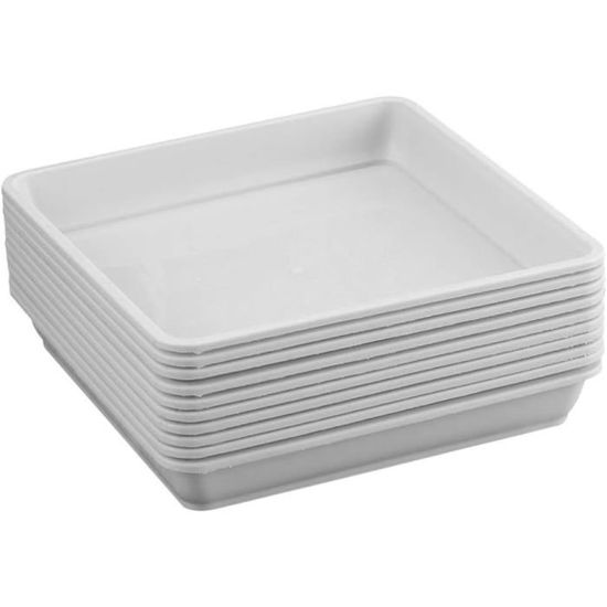 Lot De 8 Soucoupes Carrées Pour Pots De Fleurs - 25x25 Cm, Noir, Plastique Résistant, Intérieur/extérieur
