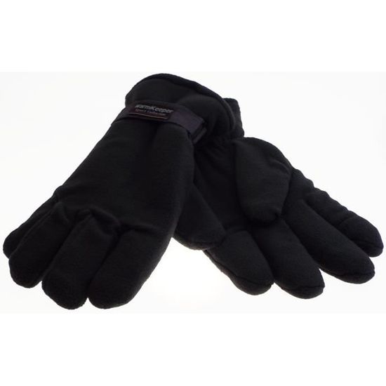 1 paire de gant homme warmkeeper - noir - polaire doublé - taille unique L/XL - 100% polyester - épais - bien chaud.