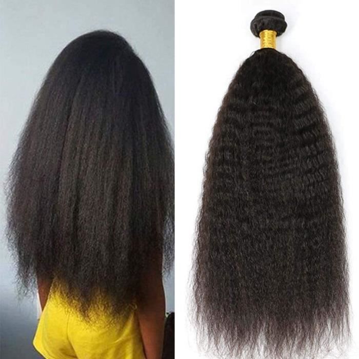 Tissage Kinky Straight Perruque Cheveux Humains Naturels Tissage Brésilien Kinky Yaki Straight Human Hair Weaves (1PCS 12pouces)