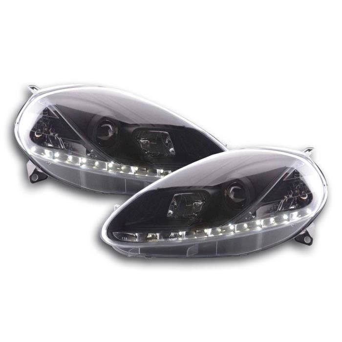Paire de feux phares Daylight Led Fiat Grande Punto 199 08-12 Noir-33578170