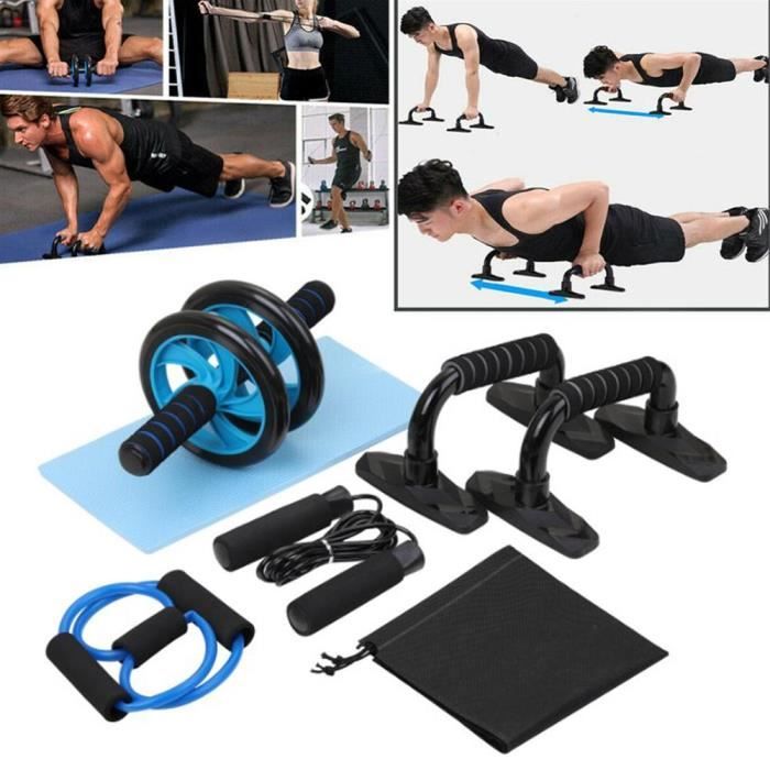 barre pour traction -Kit de rouleau de roue d'entraînement musculaire 5-en-1 rouleau Abdominal de...- Modèle: Bleu - ZOAMFWZDA09262