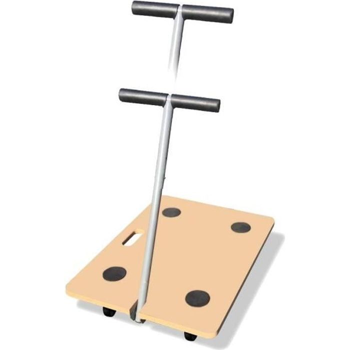 Plateau roulant charges lourdes avec manche télescopique Marron 60 cm