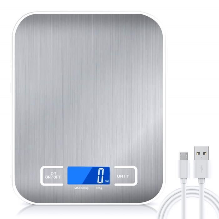 Balance Cuisine Electronique Precision 0,001 kg - Raniaco Rechargeable/Batterie Acier Inoxydable Balance Numérique de Cuisine Optiss
