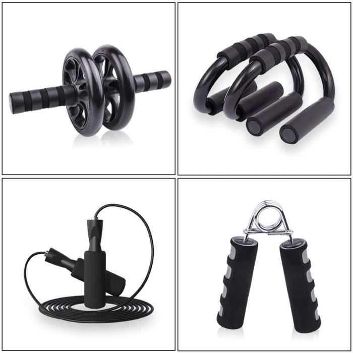 Euyecety Roue Abdominale Appareils de Fitness, Roue AB avec Barre Push-up Corde agrave Sauter Main Pr eacutehenseur Tapis pour Ge