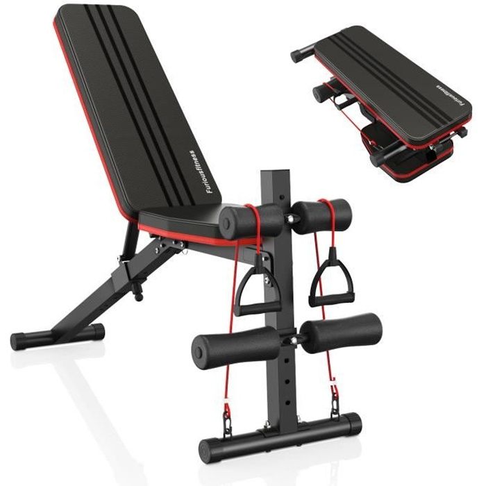 Banc de Musculation Pliable Multifonction, banc de Fitness Abdominal, Réglable Abdominaux et Dorsaux Inclinable 0 - 180°