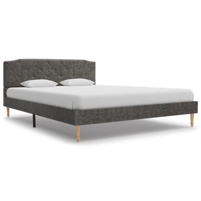 Chez Barry® 70815 Lit Grand Lit adulte enfant - Lit de Repos - Gris foncé Tissu 135x190 cm Haute qualité