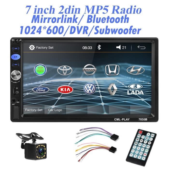 7038 radio radio Autoradio avec écran tactile HD, Bluetooth, mirrorlink, lecteur multimédia, MP5, USB, Androi