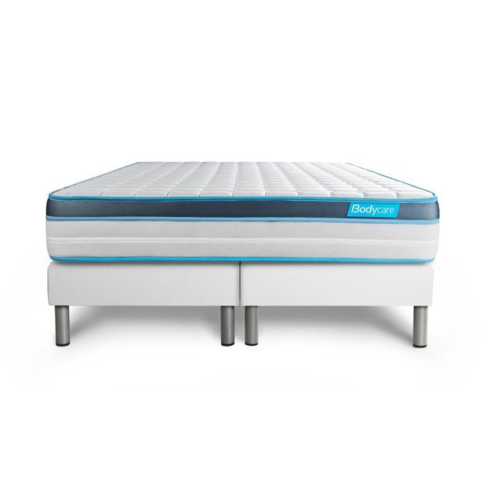 Ensemble sommier matelas 160x200 Perform - 23 cm - Confort Ferme - double sommiers blanc