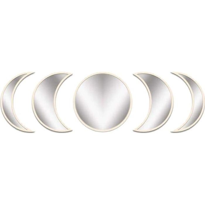 Lune Miroirs Phase de mur en bois acrylique Ornement Miroirs Intérieur Décor Design naturel pour chambre