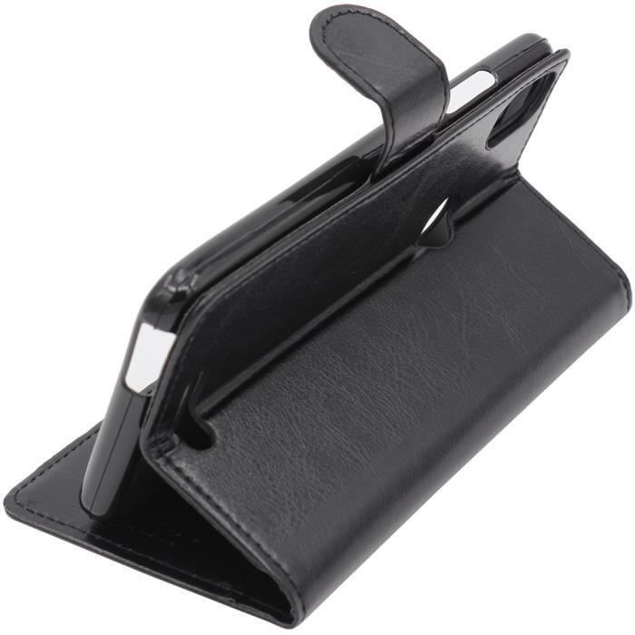 ebestStar ® pour Wiko View Max - Etui Portefeuille PU Cuir + Film protection écran en VERRE Trempé, Noir