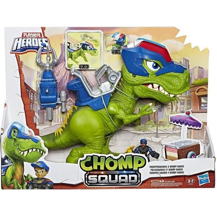 Hasbro Playskool Heroes Chomp Squad Troopersaurus et Bobby Badge Figure Figurine jouet jeux dinosaure