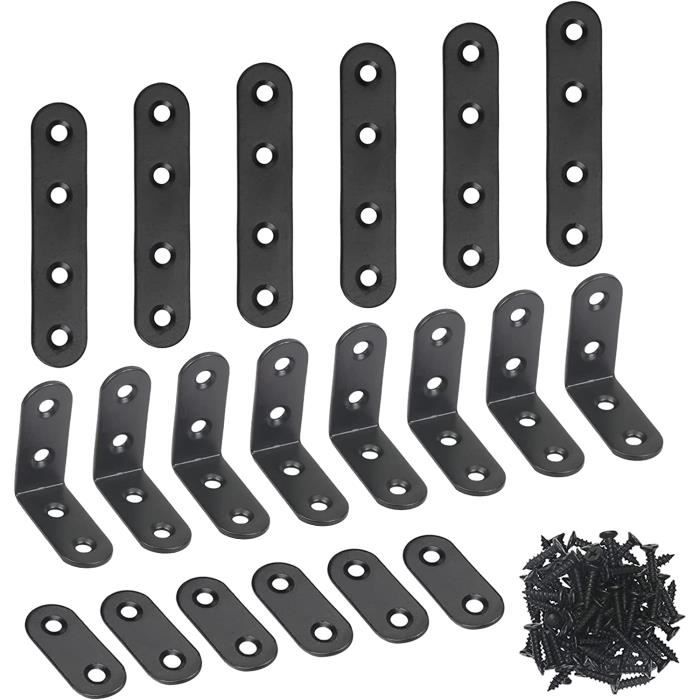 20 PCS Fixation Équerre Angle Droit Support Inox 90 Degrés Support De Coin support d'angle pour étagère en bois Armoire Chaise Tab