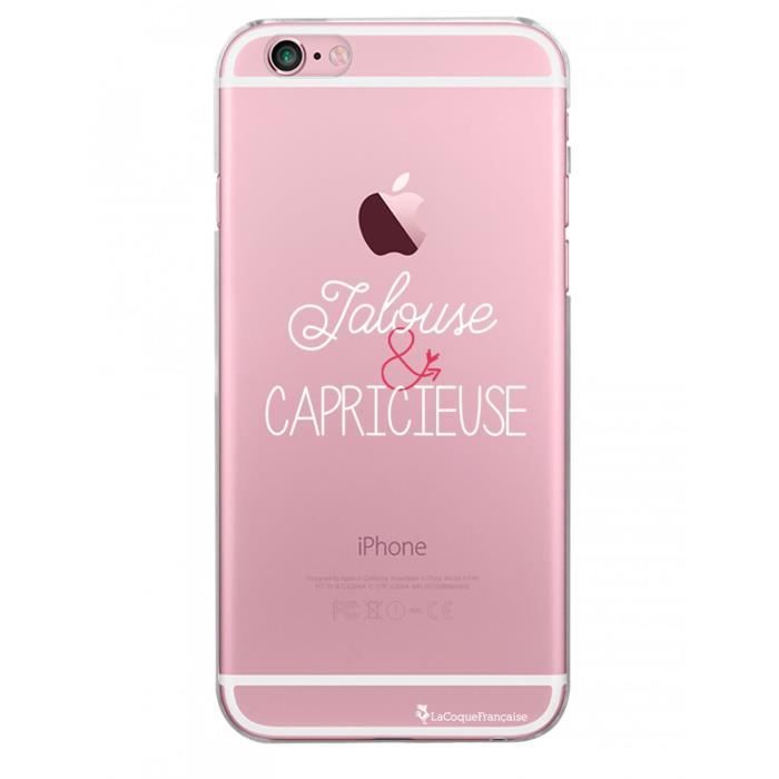 Coque iPhone 6 iPhone 6S rigide transparente Jalouse et capricieuse blanc Ecriture Tendance et Design La Coque Francaise