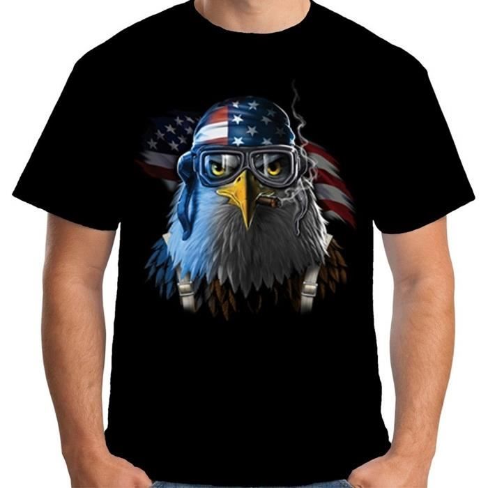 VelociTee Shirt Homme Tee Shirt American Eagle Fighter Pilot Hero Coton Homme Manche Courte Tee Shirt