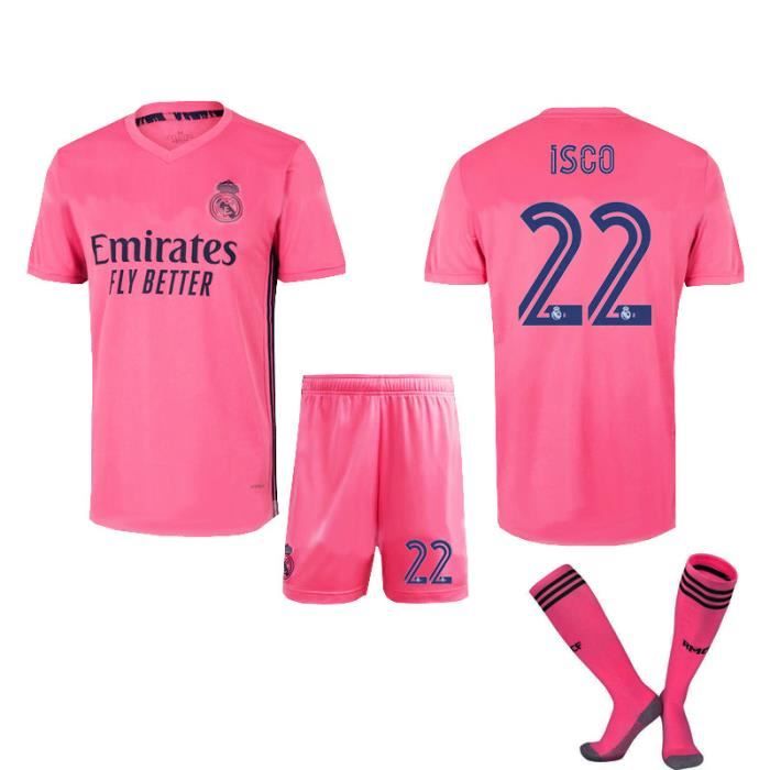 22S Nouveau maillot 20-21 Ligue des champions de l'UEFA Real Madrid No. 7 Azhar Football Jersey Set Kids Male Adult Customized Team